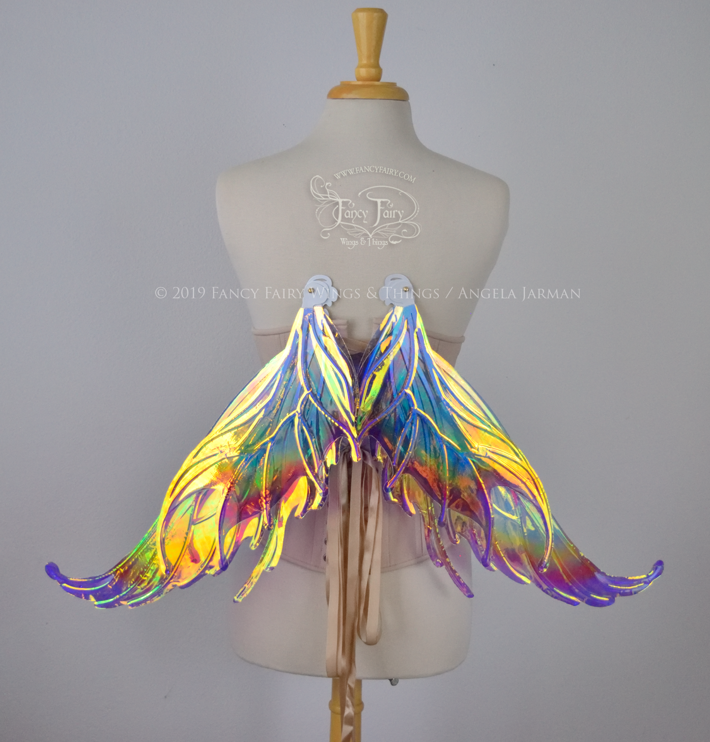 Aquatica Rainbow Iridescent Convertible Fairy Wings with Opal Foil & Swarovski Crystals