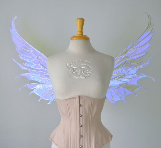 Aquatica Iridescent Convertible Fairy Wings in Clear Ultraviolet with Silver veins