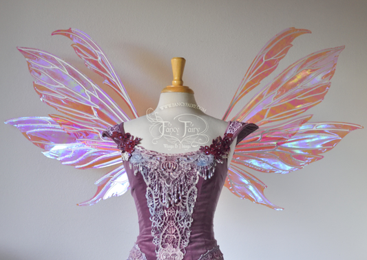 Aynia Iridescent Fairy Wings in Berry Iridescent with Pearl veins