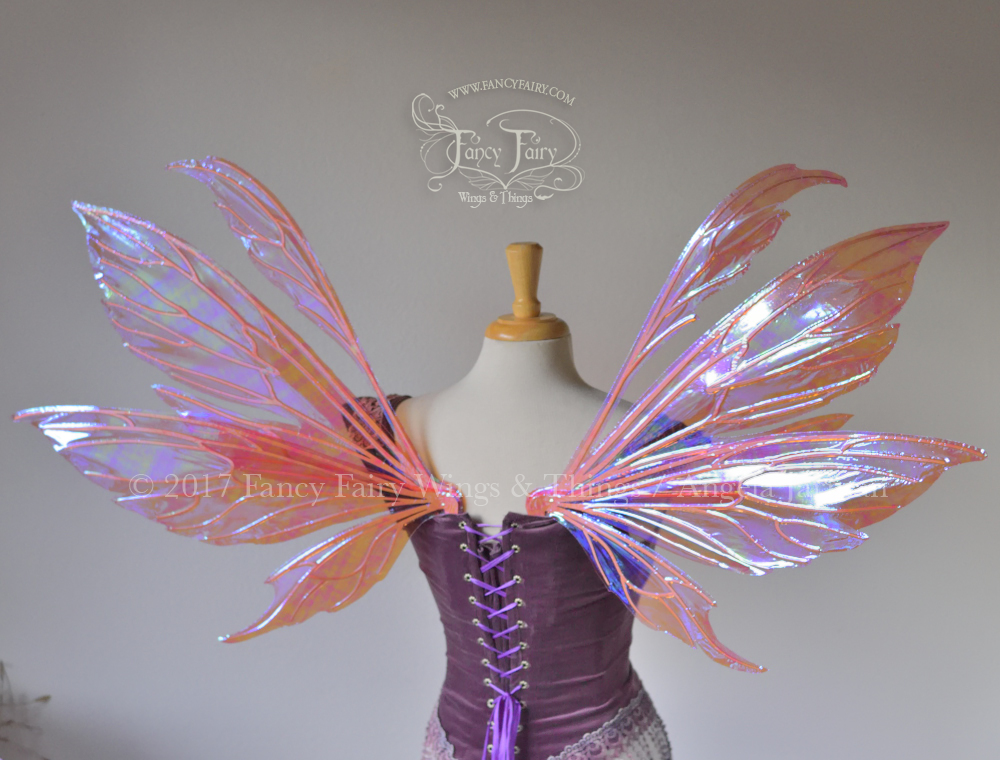 Aynia Iridescent Fairy Wings in Berry Iridescent with Pearl veins