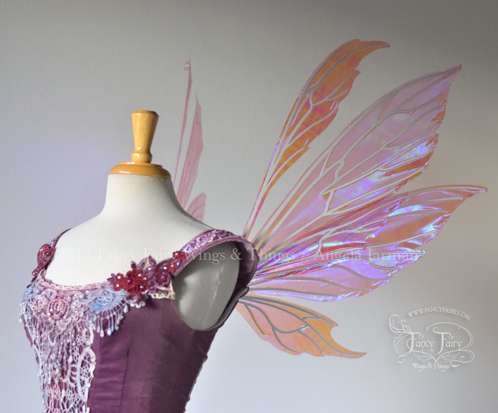 Aynia Iridescent Fairy Wings in Berry Iridescent with Pearl veins