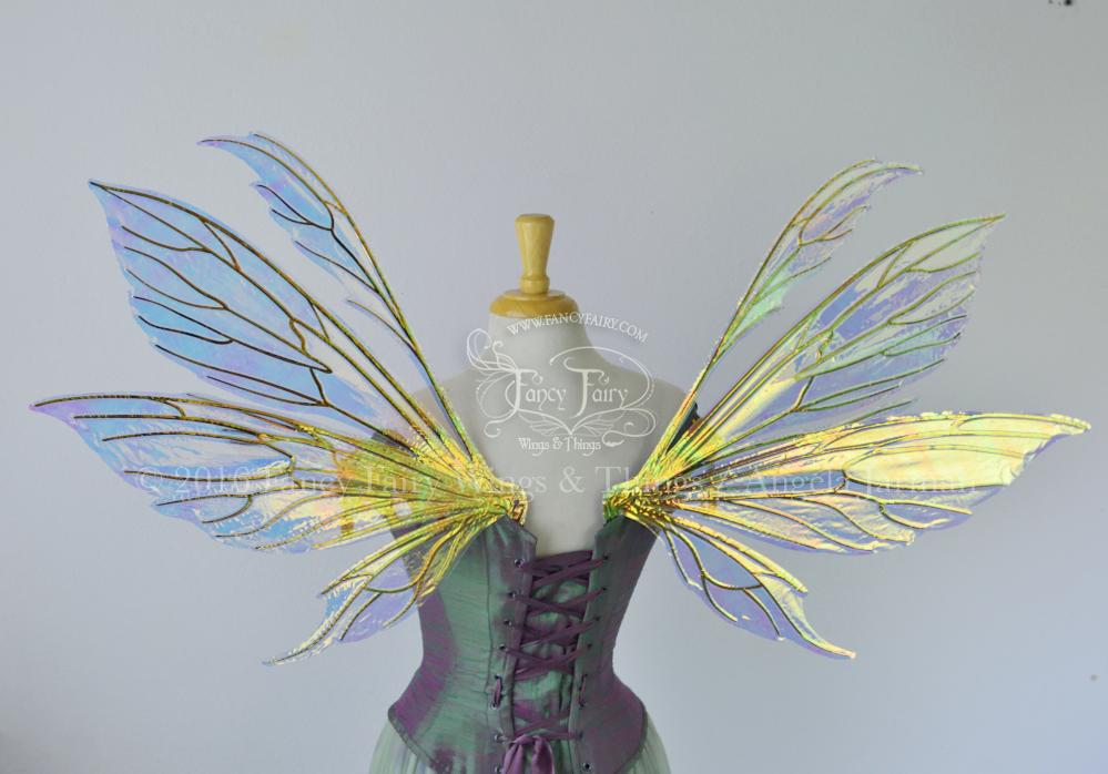Aynia Iridescent Fairy Wings in Diamond Fire Iridescent with Black veins