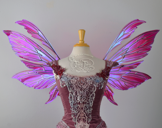 Aynia "Grapevine" Painted Convertible Iridescent Fairy Wings with Black Veins
