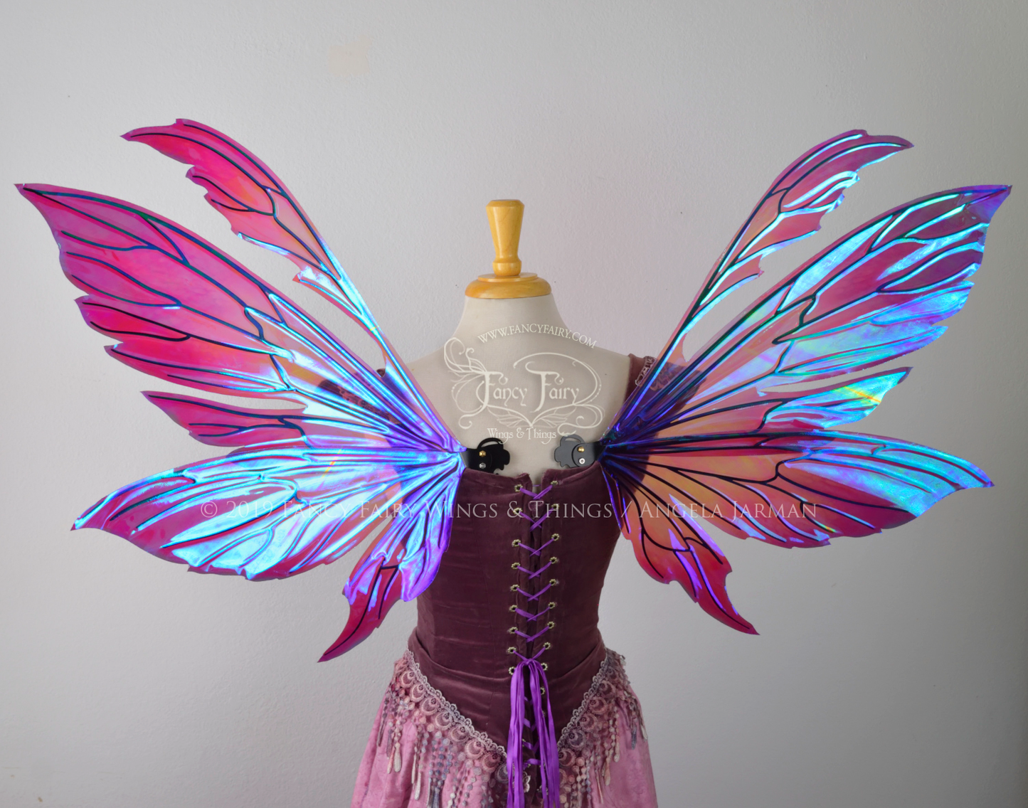 Aynia "Grapevine" Painted Convertible Iridescent Fairy Wings with Black Veins