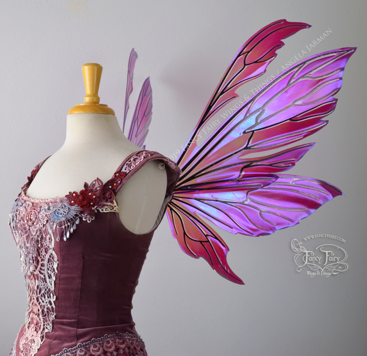 Aynia "Grapevine" Painted Convertible Iridescent Fairy Wings with Black Veins