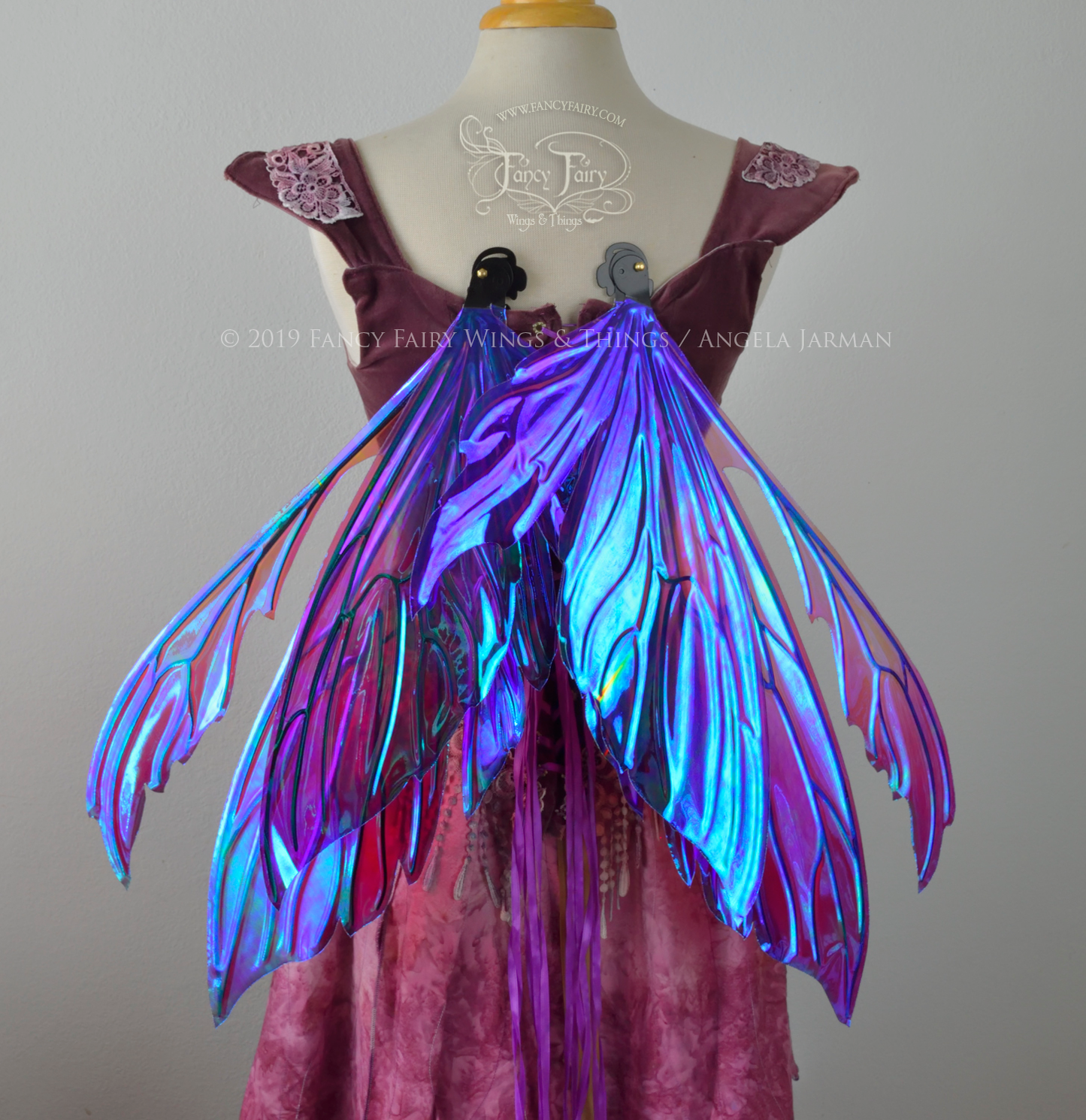 Aynia "Grapevine" Painted Convertible Iridescent Fairy Wings with Black Veins