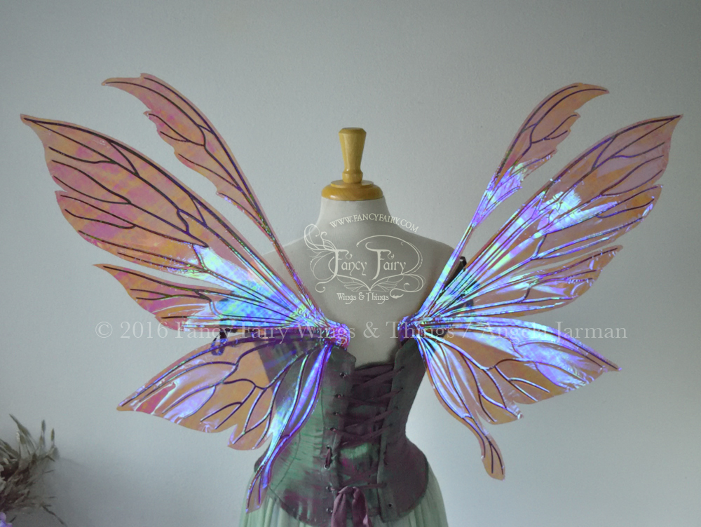 Aynia / Salome Hybrid Iridescent Fairy Wings in Berry with Copper veins