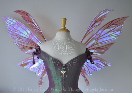 Aynia / Salome Hybrid Iridescent Fairy Wings in Berry with Copper veins