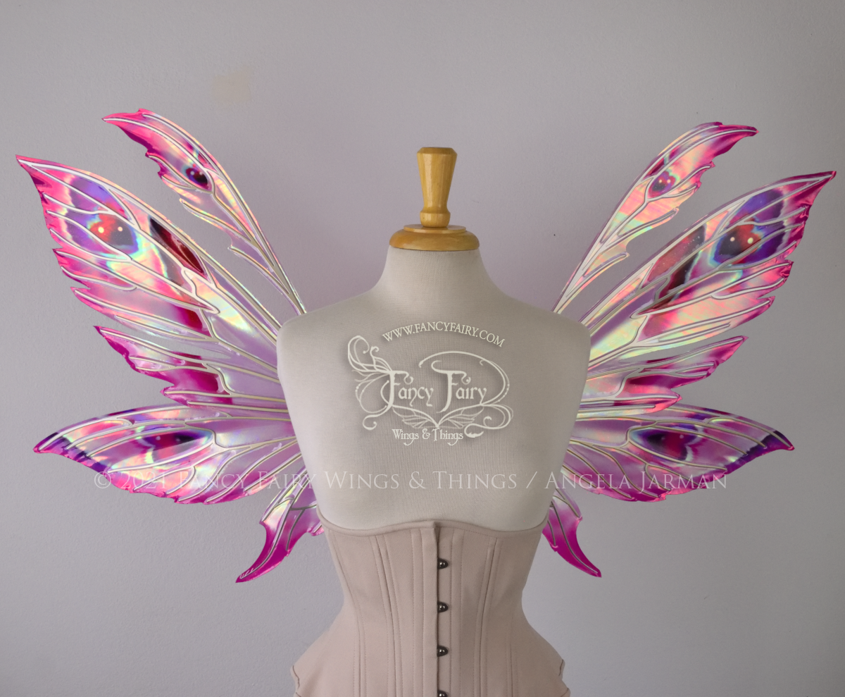 Aynia "Valentine" Painted Convertible Iridescent Fairy Wings with Gold Veins & Mini Wings