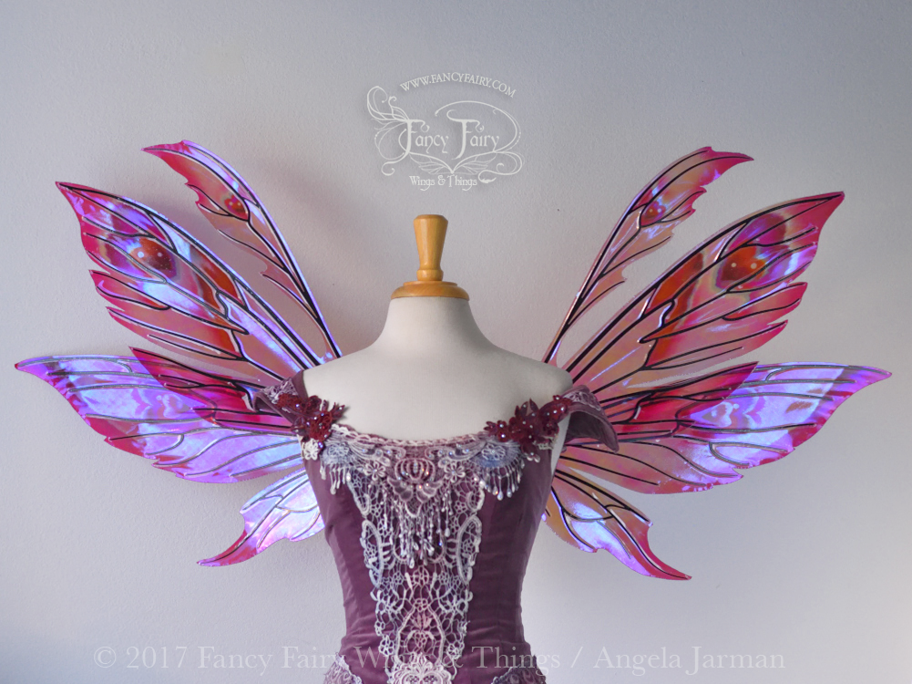 Aynia Painted Iridescent Fairy Wings in Valentine Hearts Theme