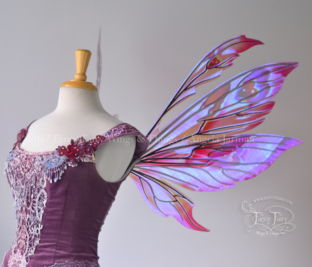 Aynia Painted Iridescent Fairy Wings in Valentine Hearts Theme