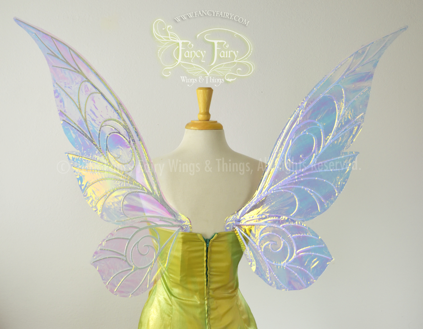 Trinket 26 inch Iridescent Fairy Wings in Clear with Pearl veins