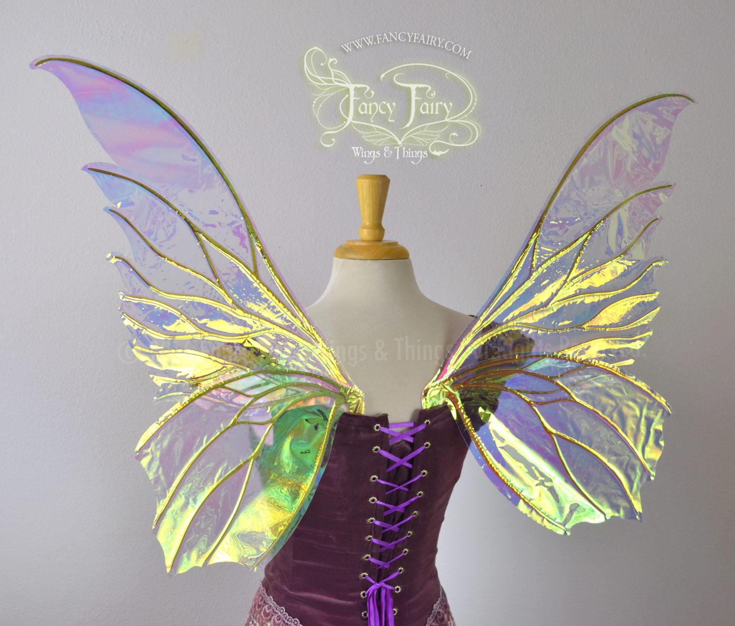 Clarion Iridescent Fairy Wings in Clear with Gold veins