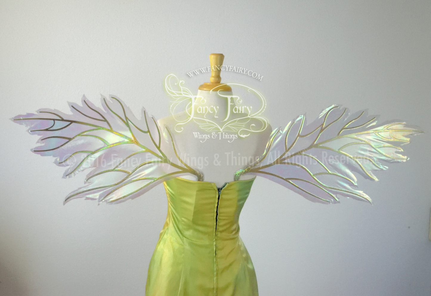 Rowan Iridescent Fairy Wings in Patina Green with Gold veins