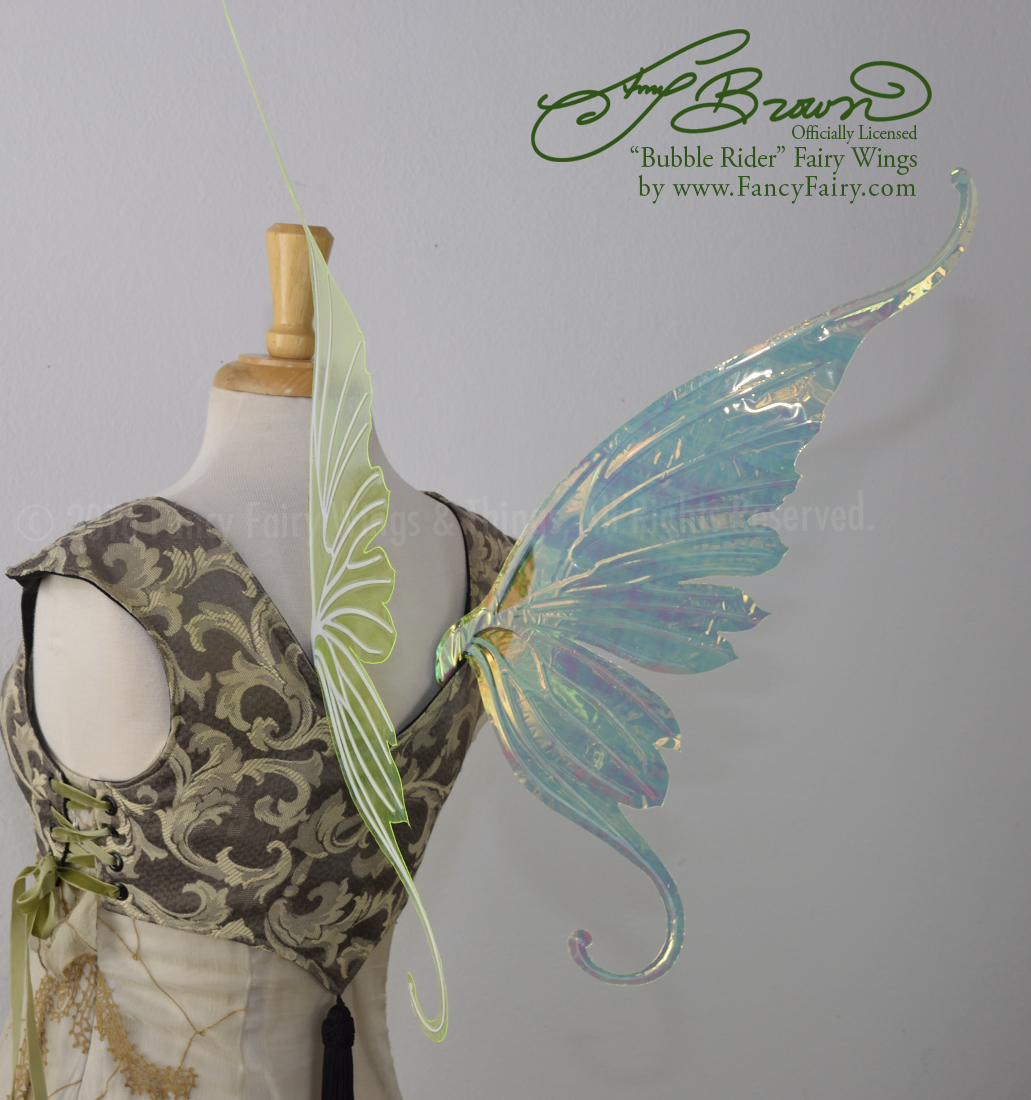 Amy Brown Ringmaster Iridescent Fairy Wings in neon yellow with pearl white veins