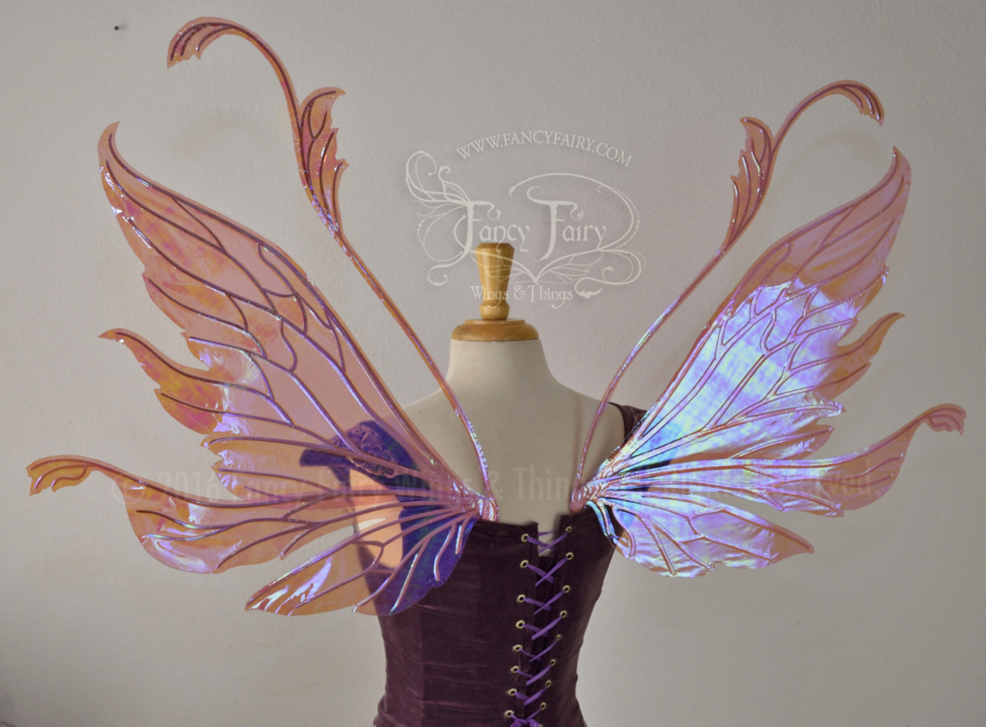 Vivienne Iridescent Fairy Wings in Berry with Pearl veins