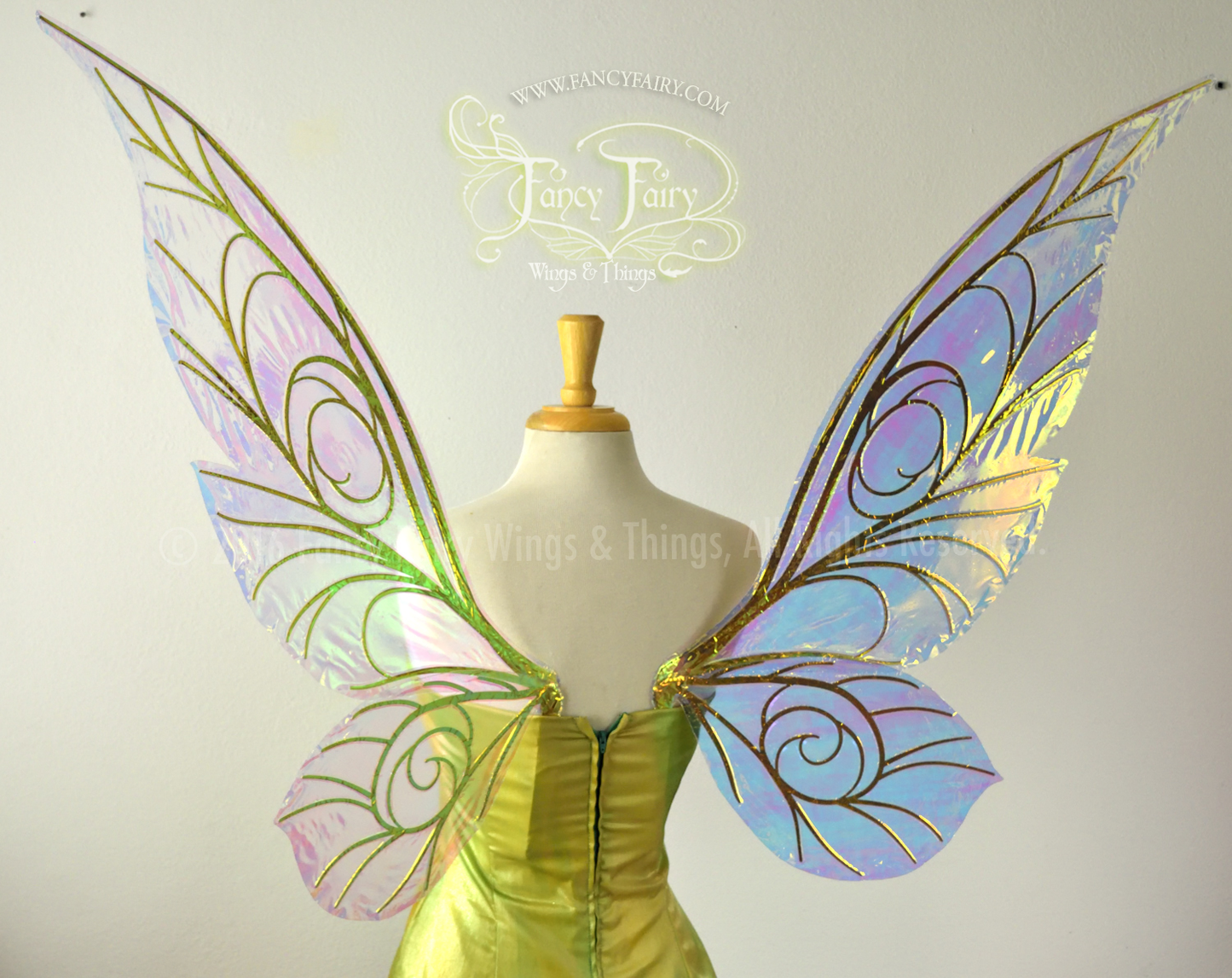 Extra Large Trinket Iridescent Fairy Wings in Clear with Gold veins