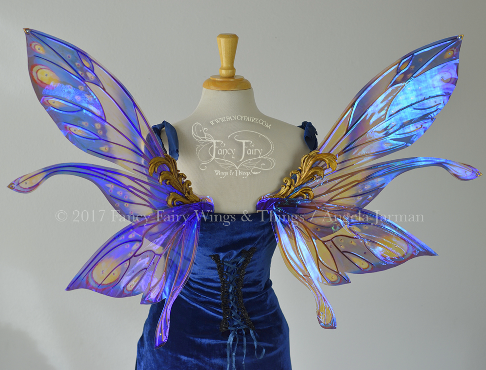 Salome Celestial Baroque Painted Iridescent Fairy Wings with Gold Veins