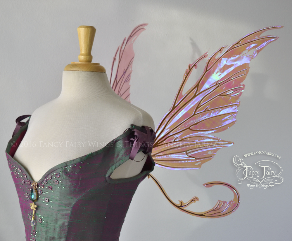 Bloodvine Iridescent Fairy Wings in Berry with Copper Veins