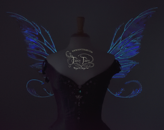 Bloodvine Iridescent Fairy Wings in Lilac with Aqua Glow Veins