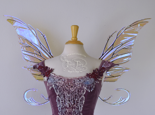 Bloodvine Iridescent Fairy Wings in Lilac with Black Veins