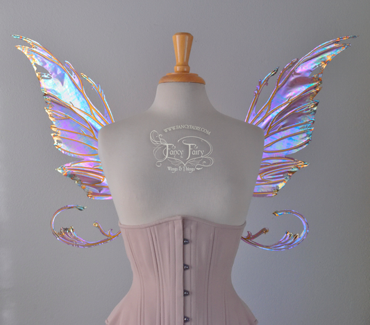 Bloodvine Iridescent Fairy Wings in Sugar Plum with Gold Veins and Gold Leaf Accents
