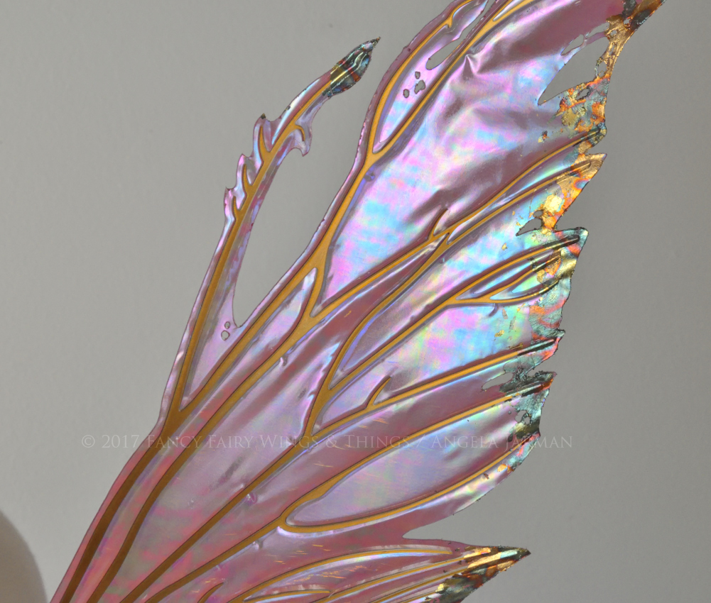 Bloodvine Iridescent Fairy Wings in Sugar Plum with Gold Veins and Gold Leaf Accents