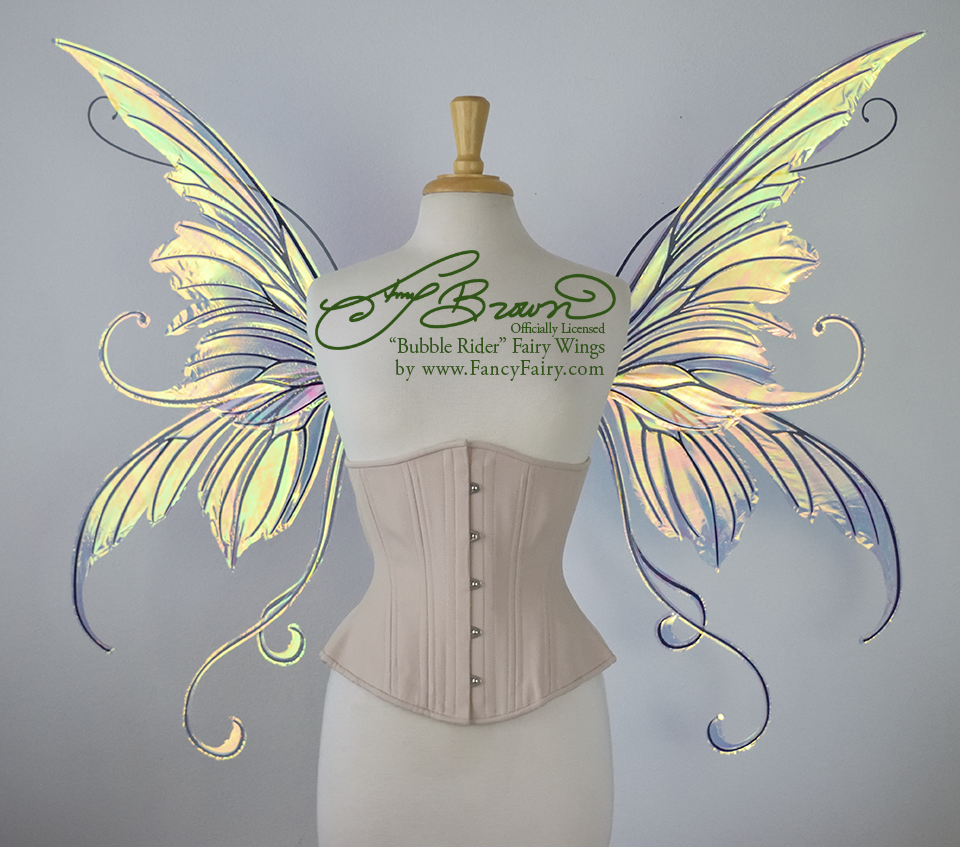 Officially Licensed Amy Brown 'Bubble Rider' *Convertible* Fairy Wings in Iridescent Clear with Black Veins