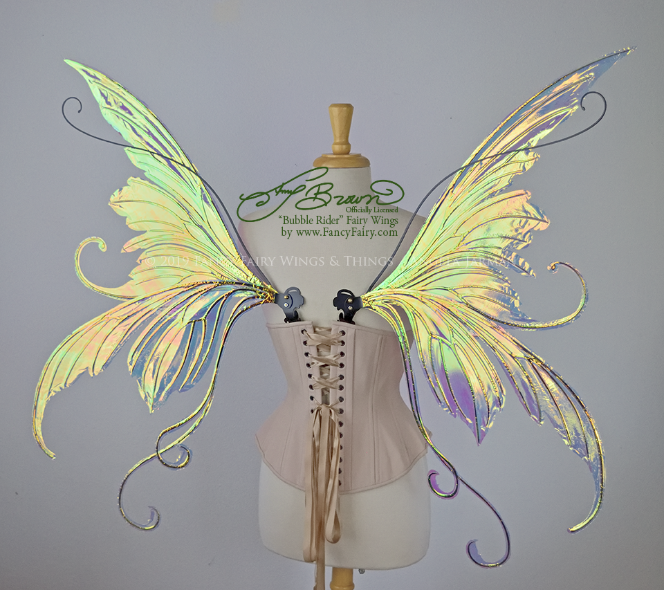 Officially Licensed Amy Brown 'Bubble Rider' *Convertible* Fairy Wings in Iridescent Clear with Black Veins