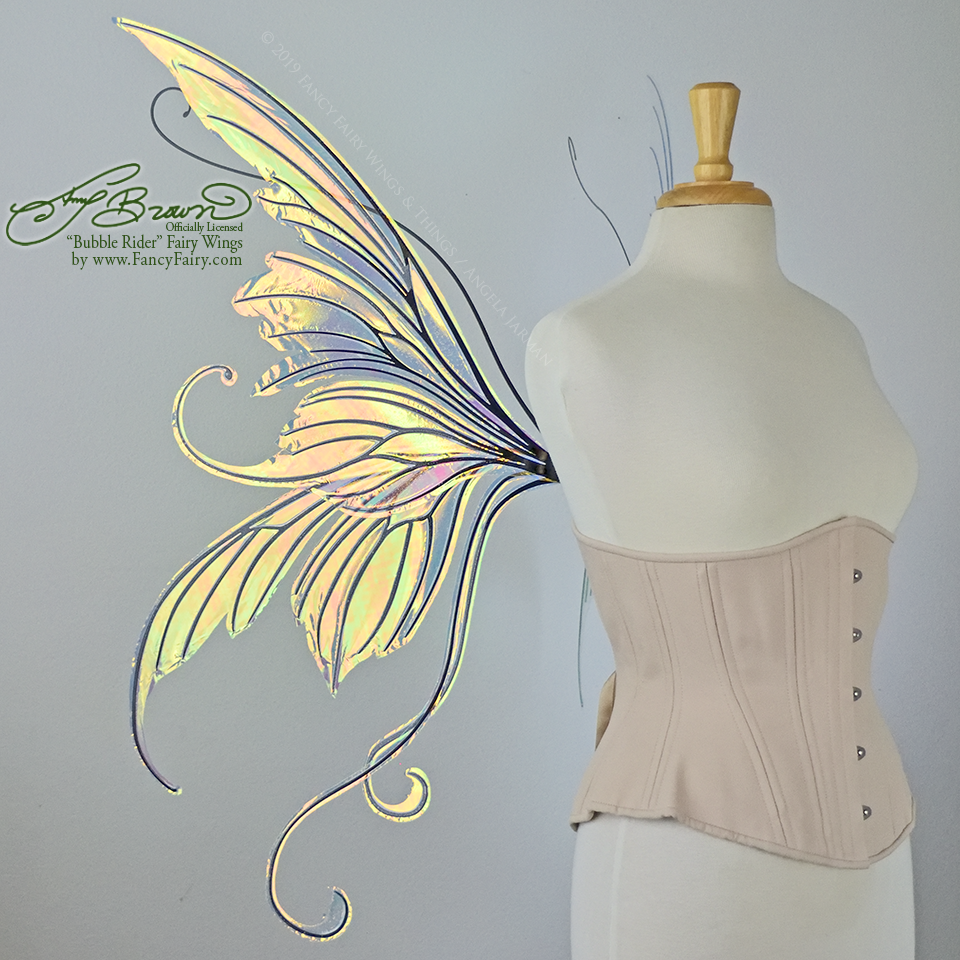 Officially Licensed Amy Brown 'Bubble Rider' *Convertible* Fairy Wings in Iridescent Clear with Black Veins