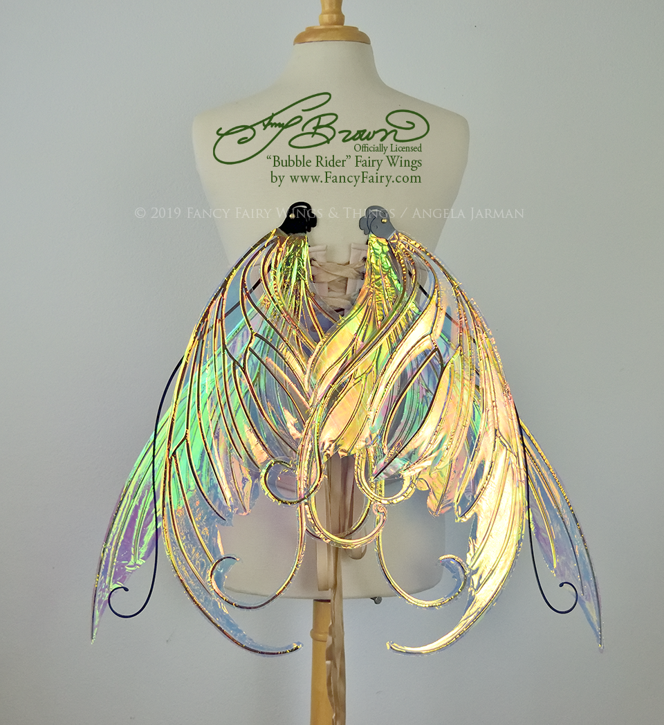 Officially Licensed Amy Brown 'Bubble Rider' *Convertible* Fairy Wings in Iridescent Clear with Black Veins