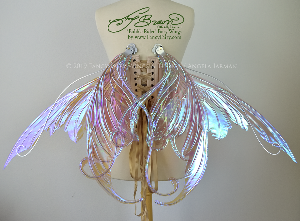 Officially Licensed Amy Brown 'Bubble Rider' *Convertible* Fairy Wings in Iridescent Lilac with Silver Veins