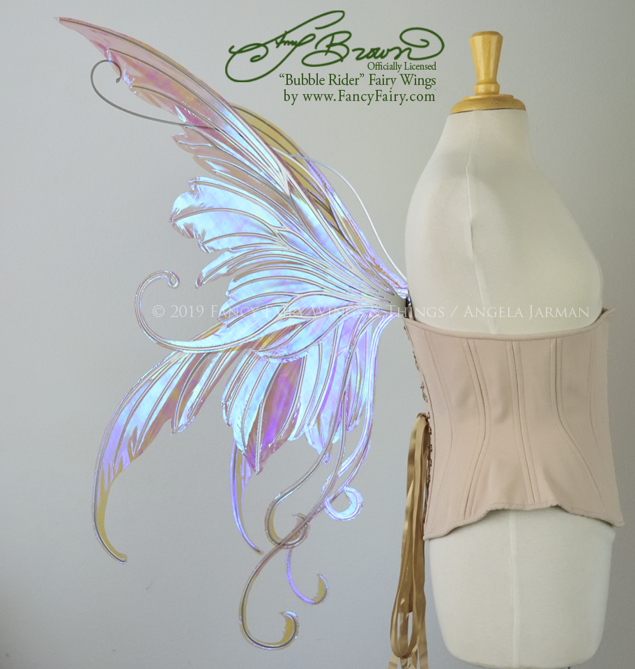 Officially Licensed Amy Brown 'Bubble Rider' *Convertible* Fairy Wings in Iridescent Lilac with Silver Veins