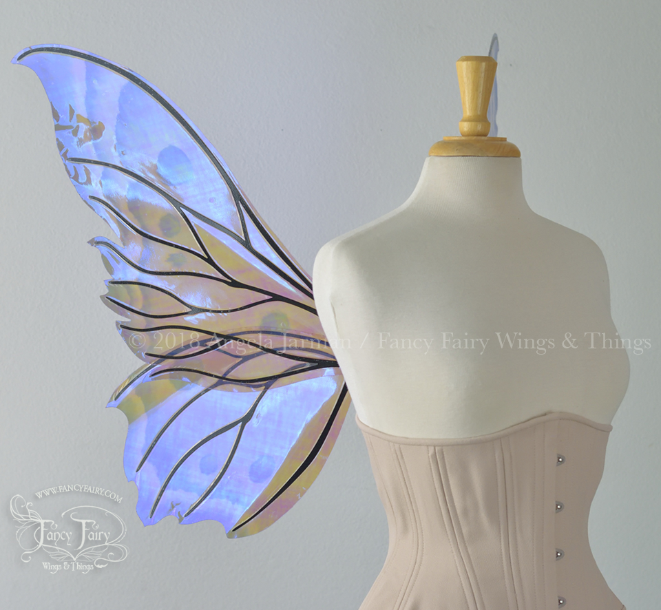 Clarion Iridescent Fairy Wings in Blue Moth Pattern