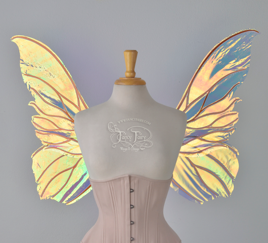 Clarion Iridescent Fairy Wings in Clear Diamond Fire with Copper Veins