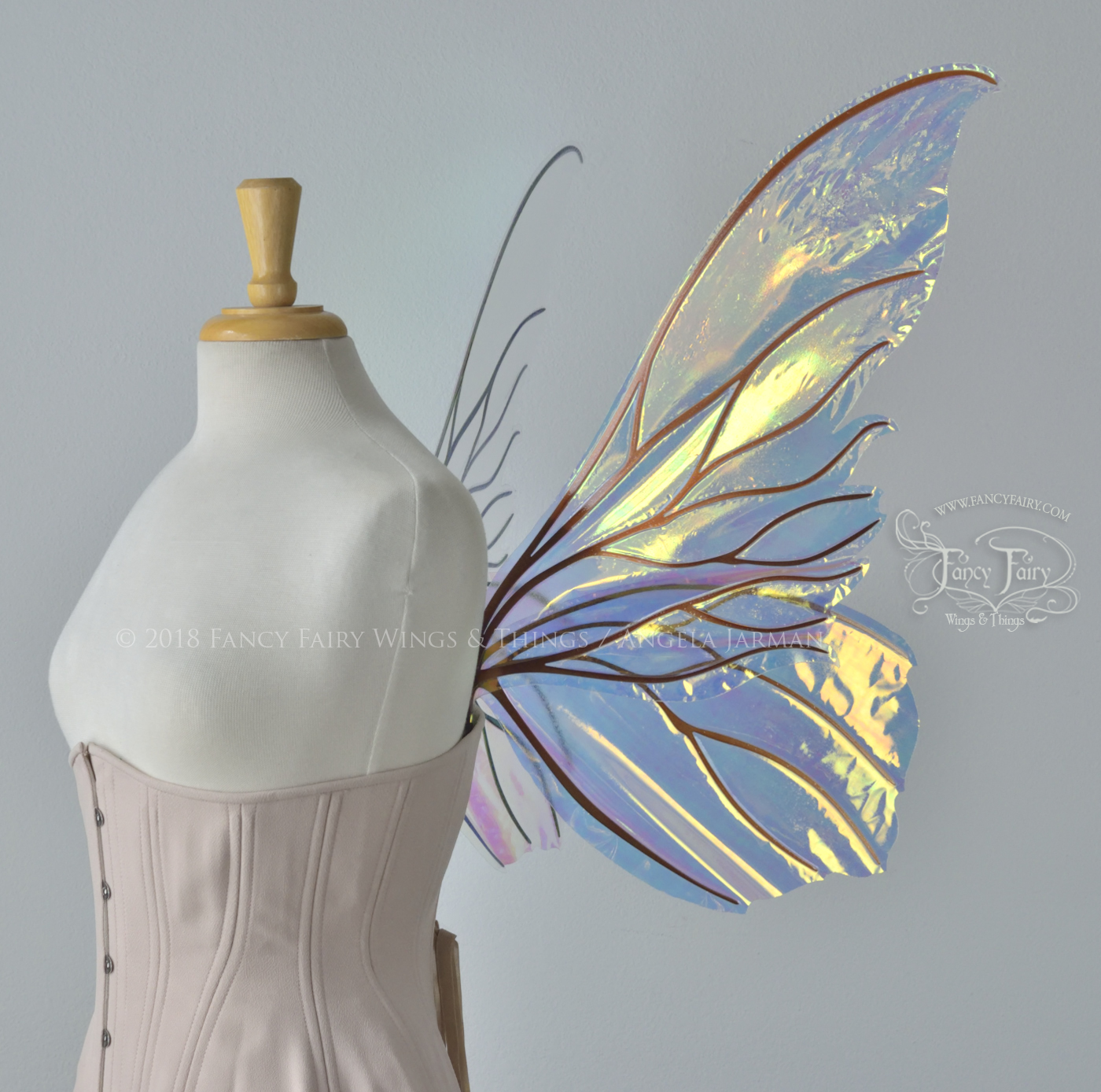 Clarion Iridescent Fairy Wings in Clear Diamond Fire with Copper Veins