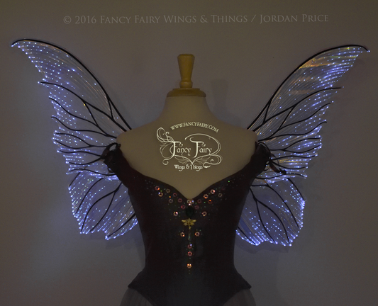 Clarion Iridescent Light Up Fairy Wings in Clear with Black Veins & White Lights