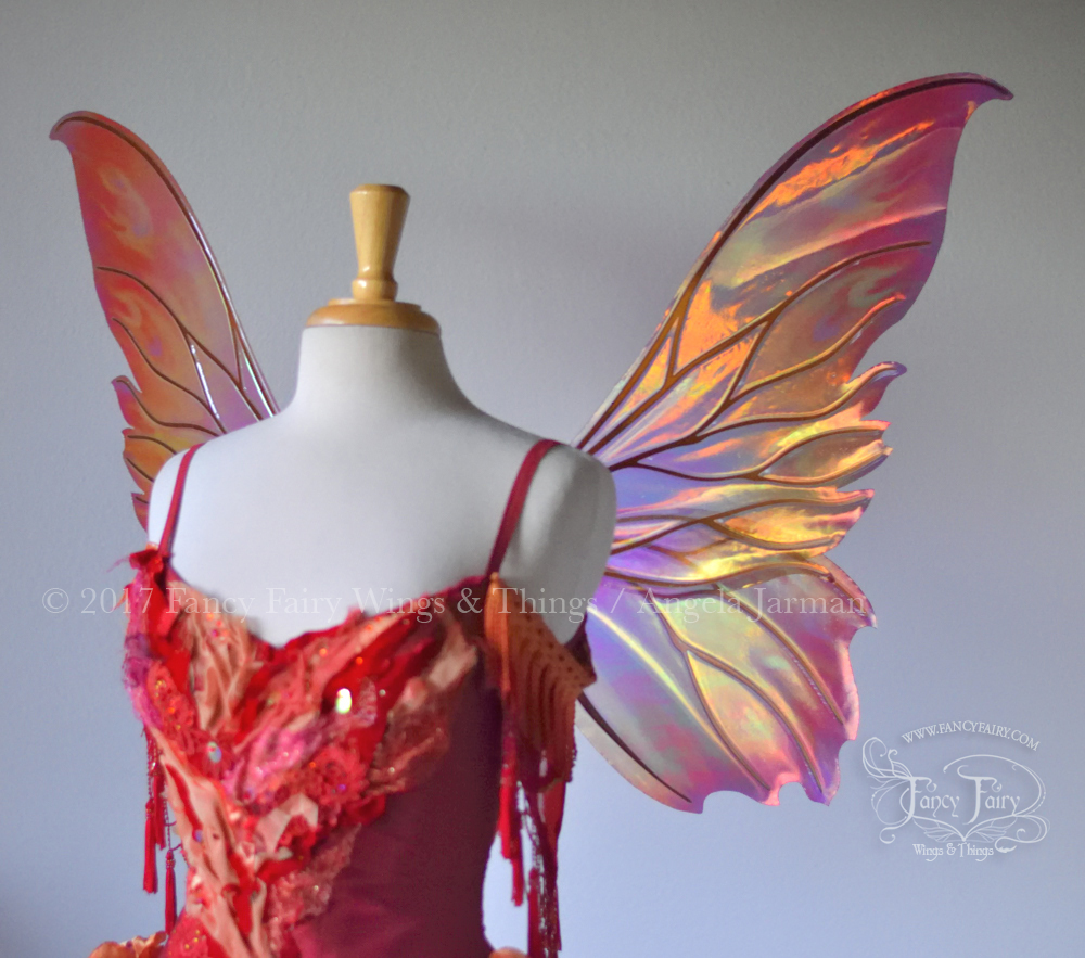 Clarion Painted Iridescent Fairy Wings in Fire Colors for Winx Dreamix Cosplay