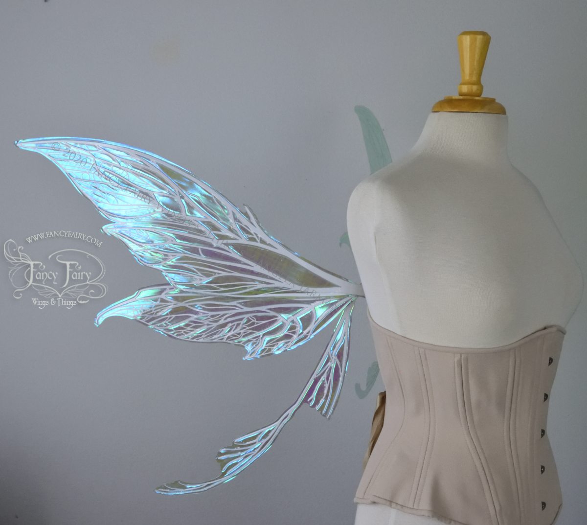 Colette Convertible Iridescent "Pix" Fairy Wings in Absinthe with white veins