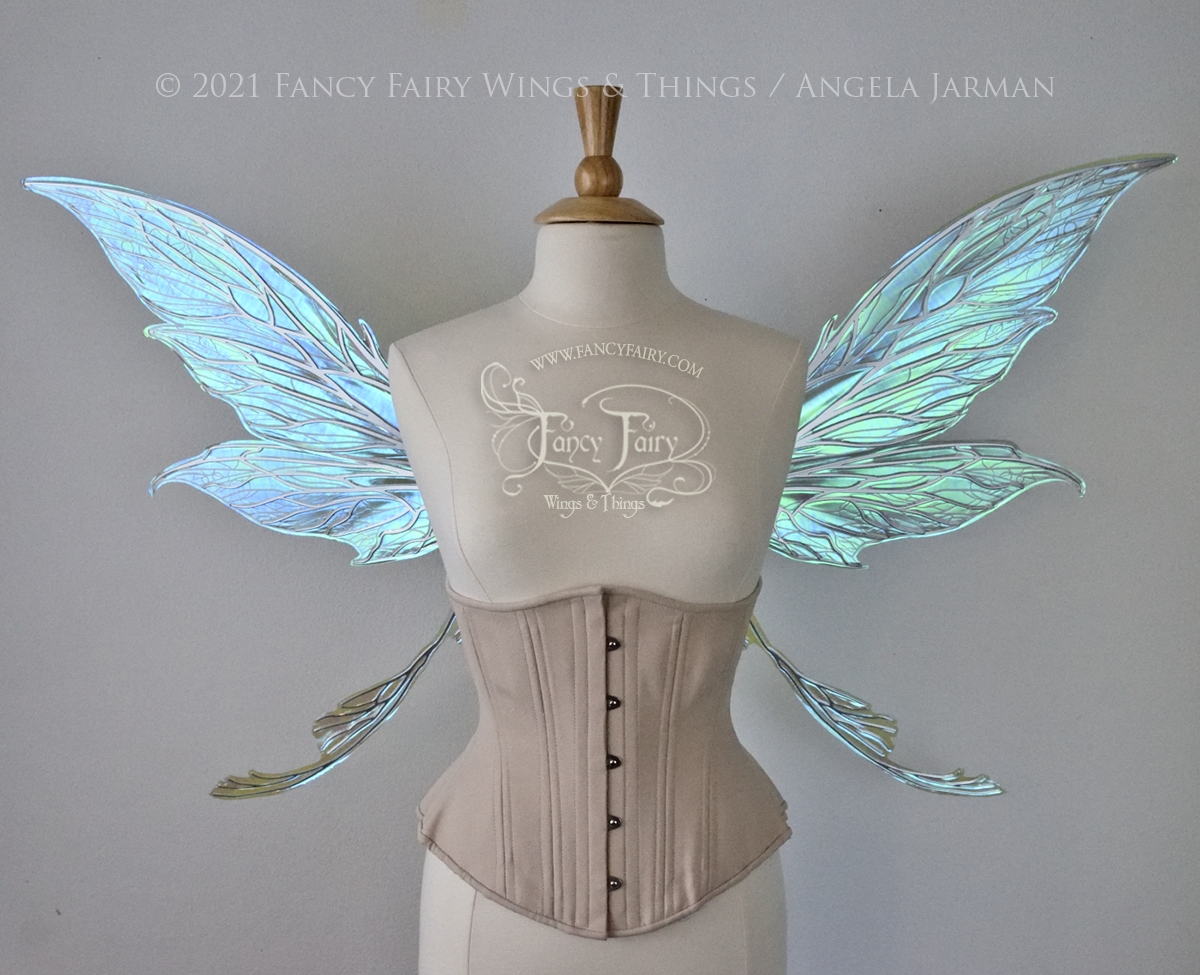 Colette Convertible Iridescent "Pix" Fairy Wings in Absinthe with silver veins