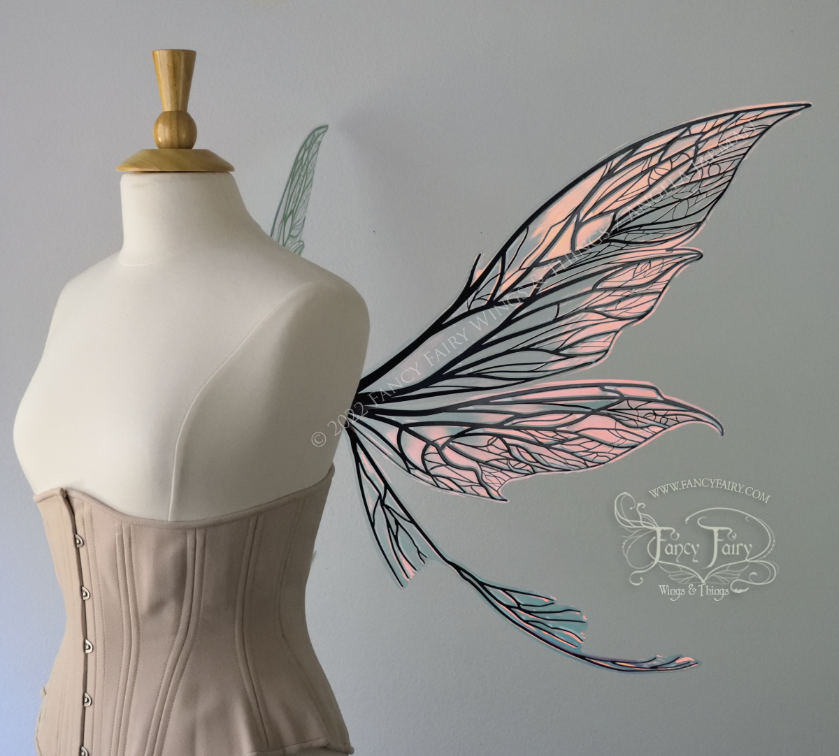 Colette Convertible Iridescent "Pix" Fairy Wings in Clear Blush with Black veins