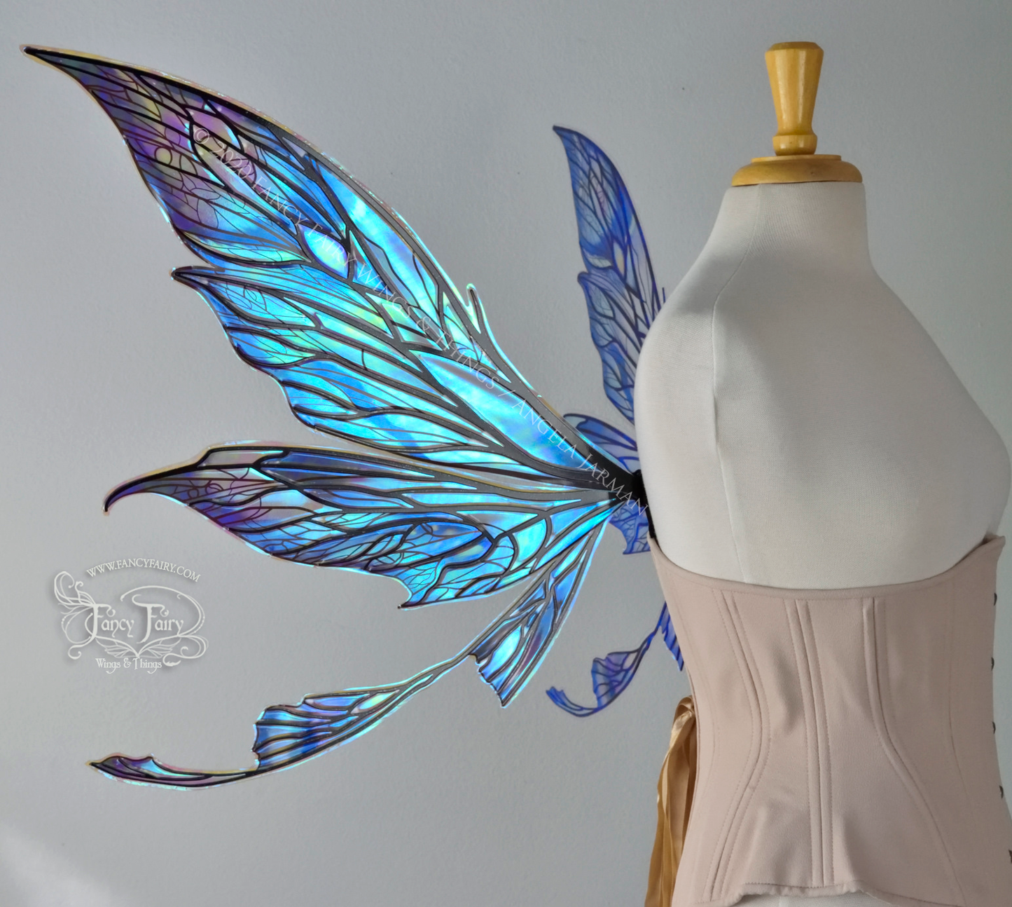 Colette 'Blue Moon' Convertible Iridescent "Pix" Fairy Wings with Black Veins