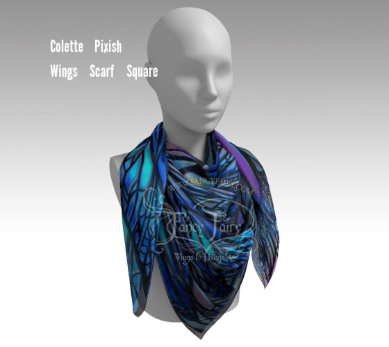 'Colette' Pixish Fairy Wing Square Scarf / Fabric, Made to Order