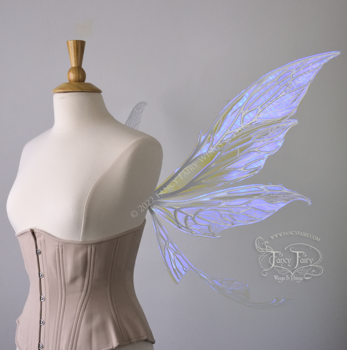 Colette Convertible Iridescent "Pix" Fairy Wings in Ultraviolet with white veins