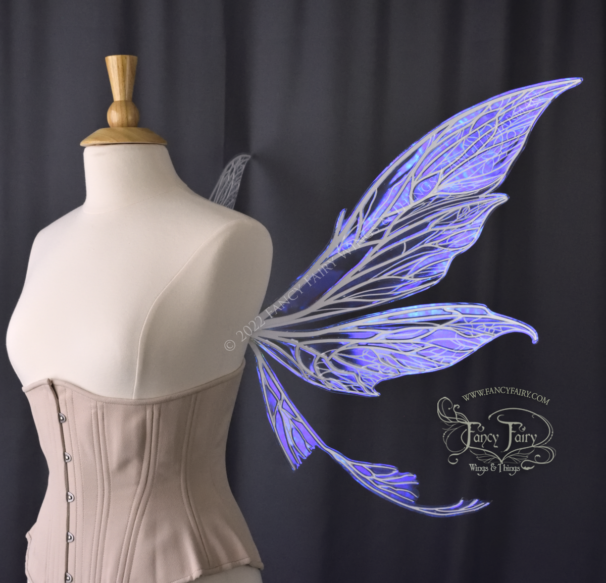 Colette Convertible Iridescent "Pix" Fairy Wings in Ultraviolet with white veins