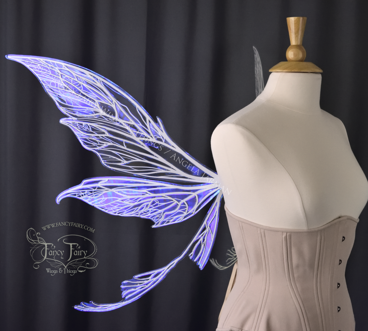 Colette Convertible Iridescent "Pix" Fairy Wings in Ultraviolet with white veins