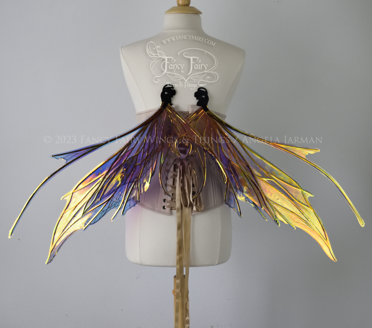 Cosette Convertible Iridescent "Pix" Painted Fairy Wings in Lavender Fire, Ready to Ship