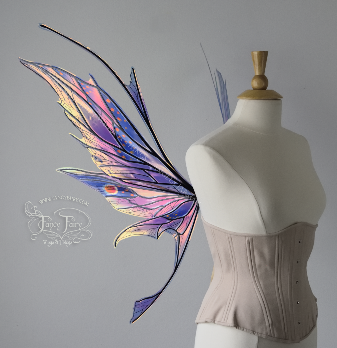 Cosette Convertible Iridescent "Pix" Painted Fairy Wings in Lavender Fire, Ready to Ship