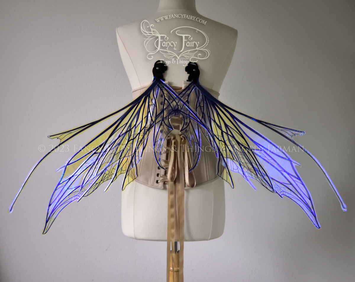 Cosette Convertible Iridescent "Pix" Fairy Wings in Clear Ultraviolet with Black veins