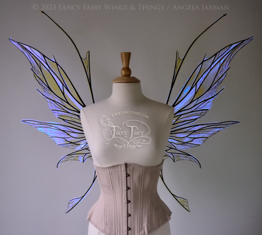 Cosette Convertible Iridescent "Pix" Fairy Wings in Clear Ultraviolet with Black veins